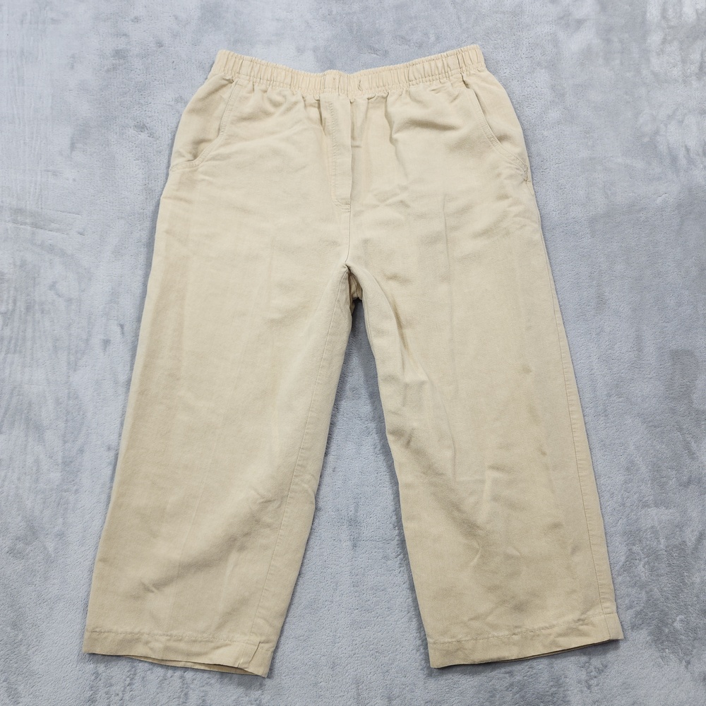 Vintage Koret Pants Womens 12 Beige Twill Capri Crop Pull On Casual Comfort